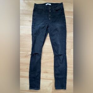 GUESS black distressed skinny button up jeans 26